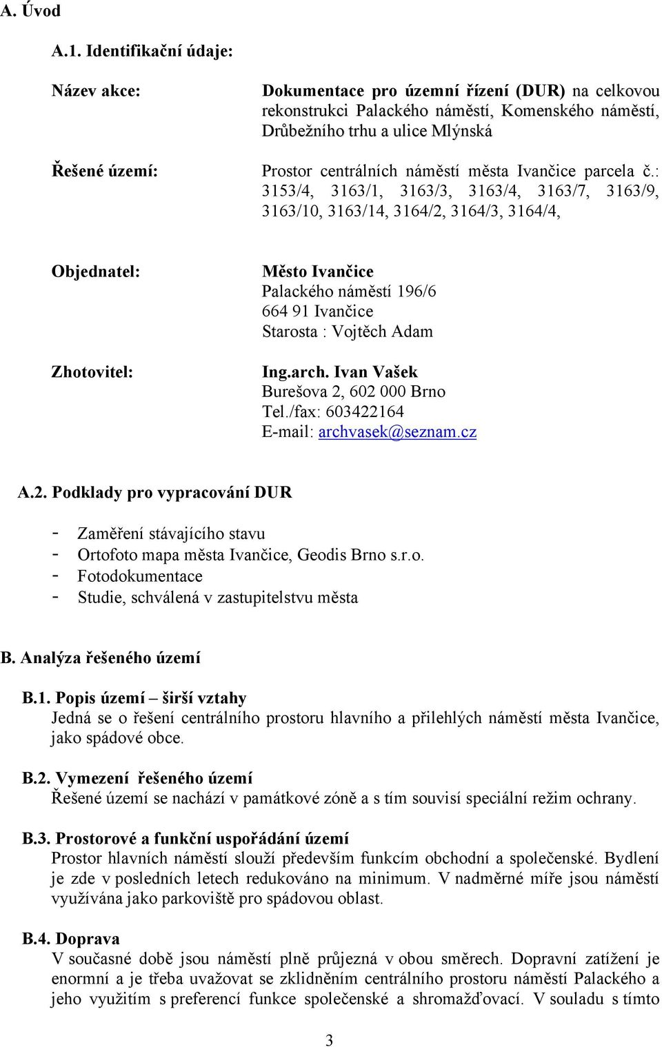 náměstí města Ivančice parcela č.