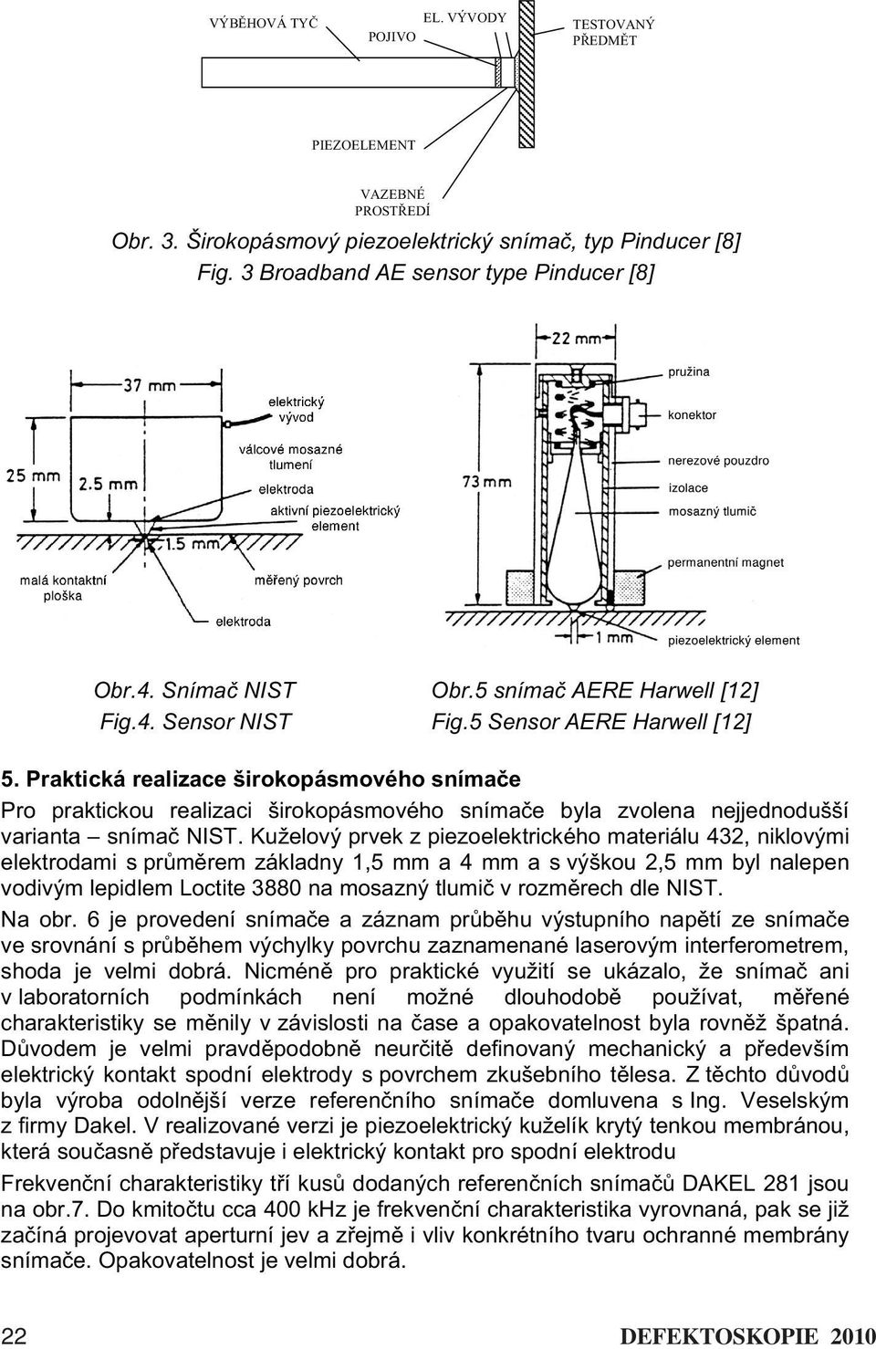 Praktická realizace širokopásmového sníma e Pro praktickou realizaci širokopásmového sníma e byla zvolena nejjednodušší varianta sníma NIST.