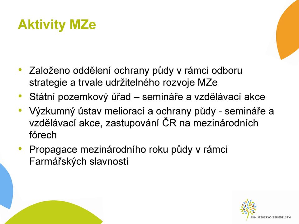 Výzkumný ústav meliorací a ochrany půdy - semináře a vzdělávací akce,