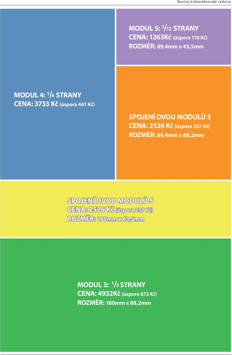 Kč) ROZMĚR: 89,4mm x 88,2mm SPOJENÍ DVOU MODULŮ 5 CENA: 2526 Kč (úspora 257 Kč) ROZMĚR: