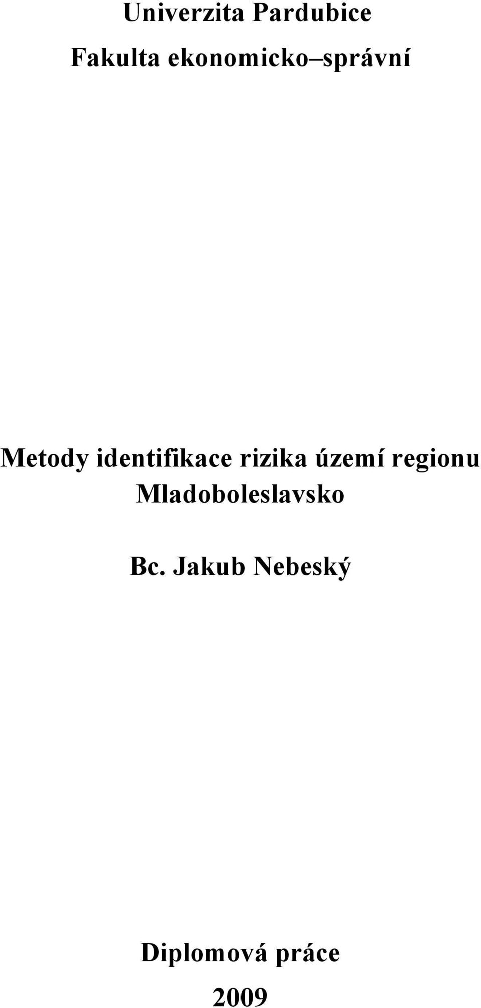 identifikace rizika území regionu