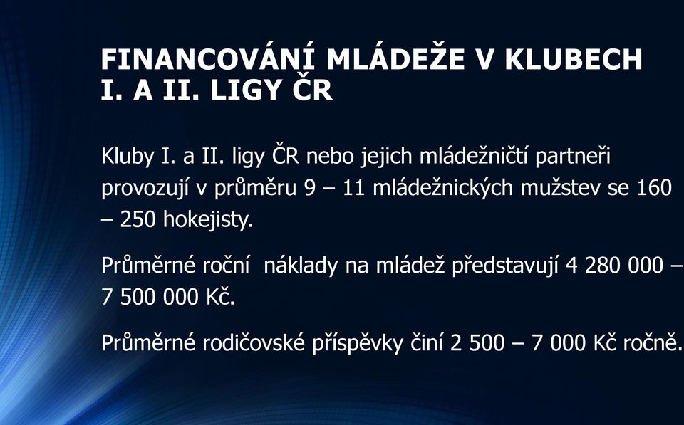 mládežnických mužstev se 160 250 hokejisty.
