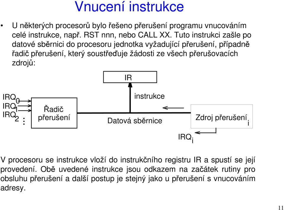 přerušovacích zdrojů: IR IRQ 0 IRQ 1 IRQ 2.
