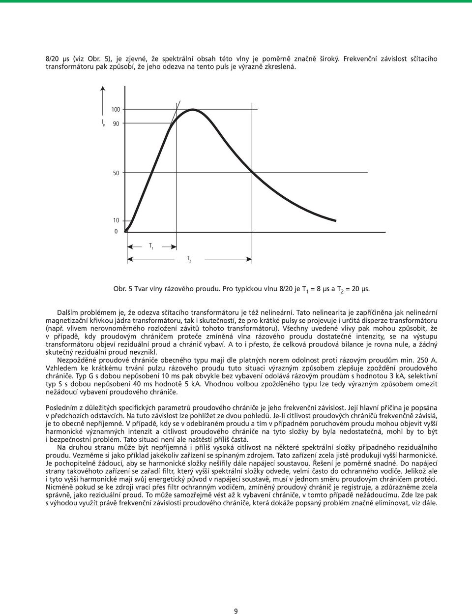 Tato nelinearita je zapříčiněna jak nelineární magnetizační křivkou jádra transformátoru, tak i skutečností, že pro krátké pulsy se projevuje i určitá disperze transformátoru (např.