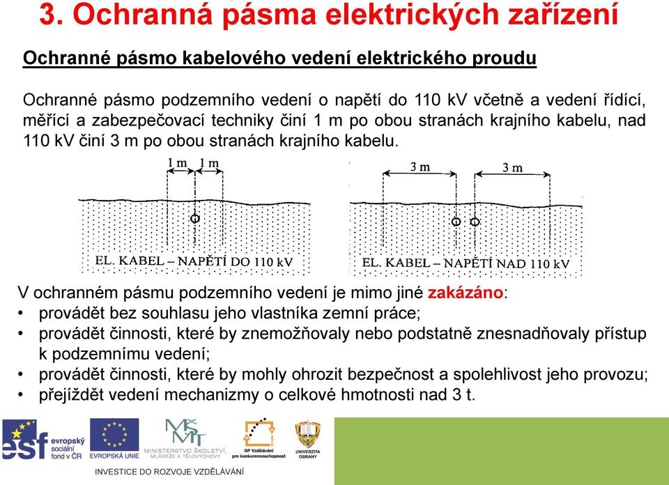 V ochranném pásmu podzemního vedení je mimo jiné zakázáno: provádět bez souhlasu jeho vlastníka zemní práce; provádět činnosti, které by znemožňovaly nebo