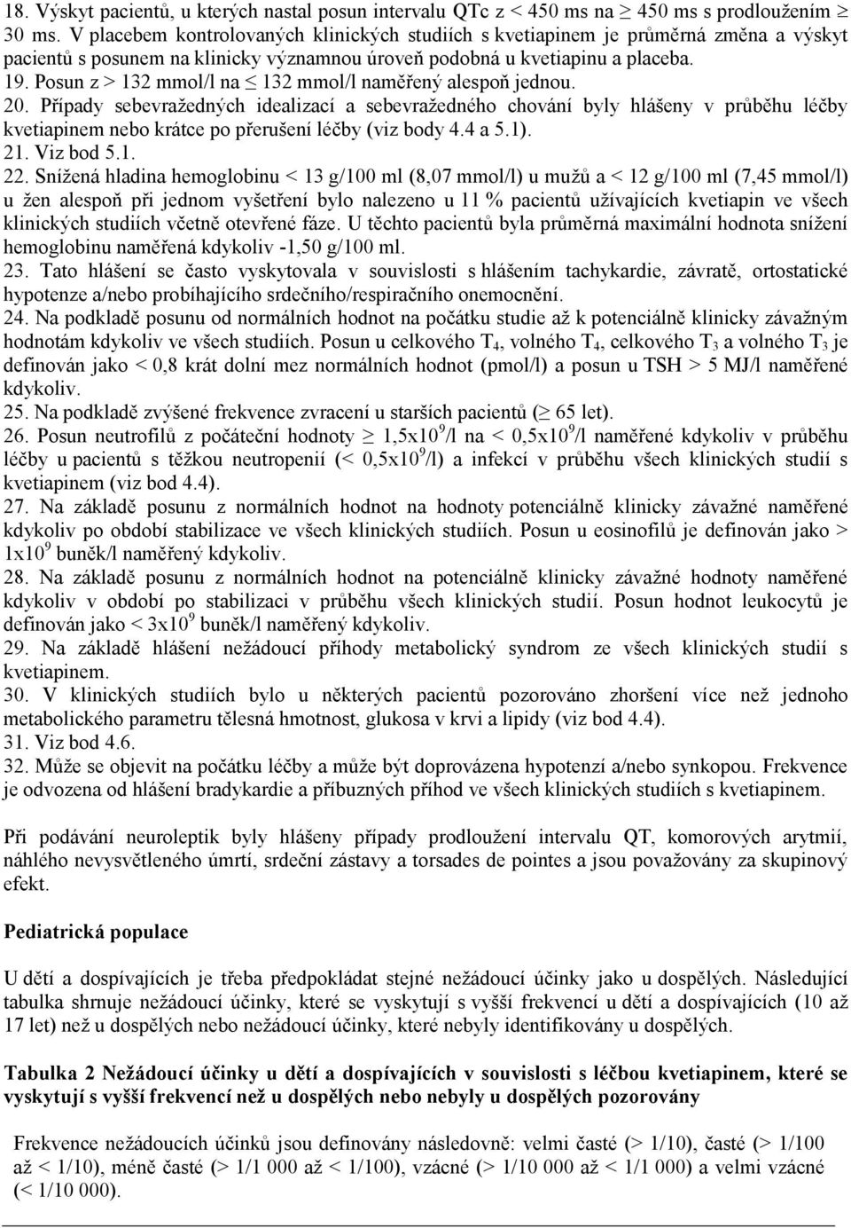 Posun z > 132 mmol/l na 132 mmol/l naměřený alespoň jednou. 20.