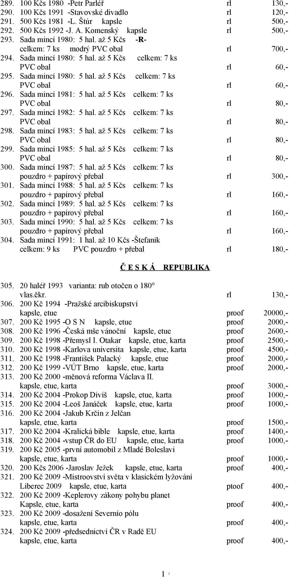 až 5 Kčs celkem: 7 ks PVC obal Sada mincí 983: 5 hal. až 5 Kčs celkem: 7 ks PVC obal Sada mincí 985: 5 hal. až 5 Kčs celkem: 7 ks PVC obal Sada mincí 987: 5 hal.