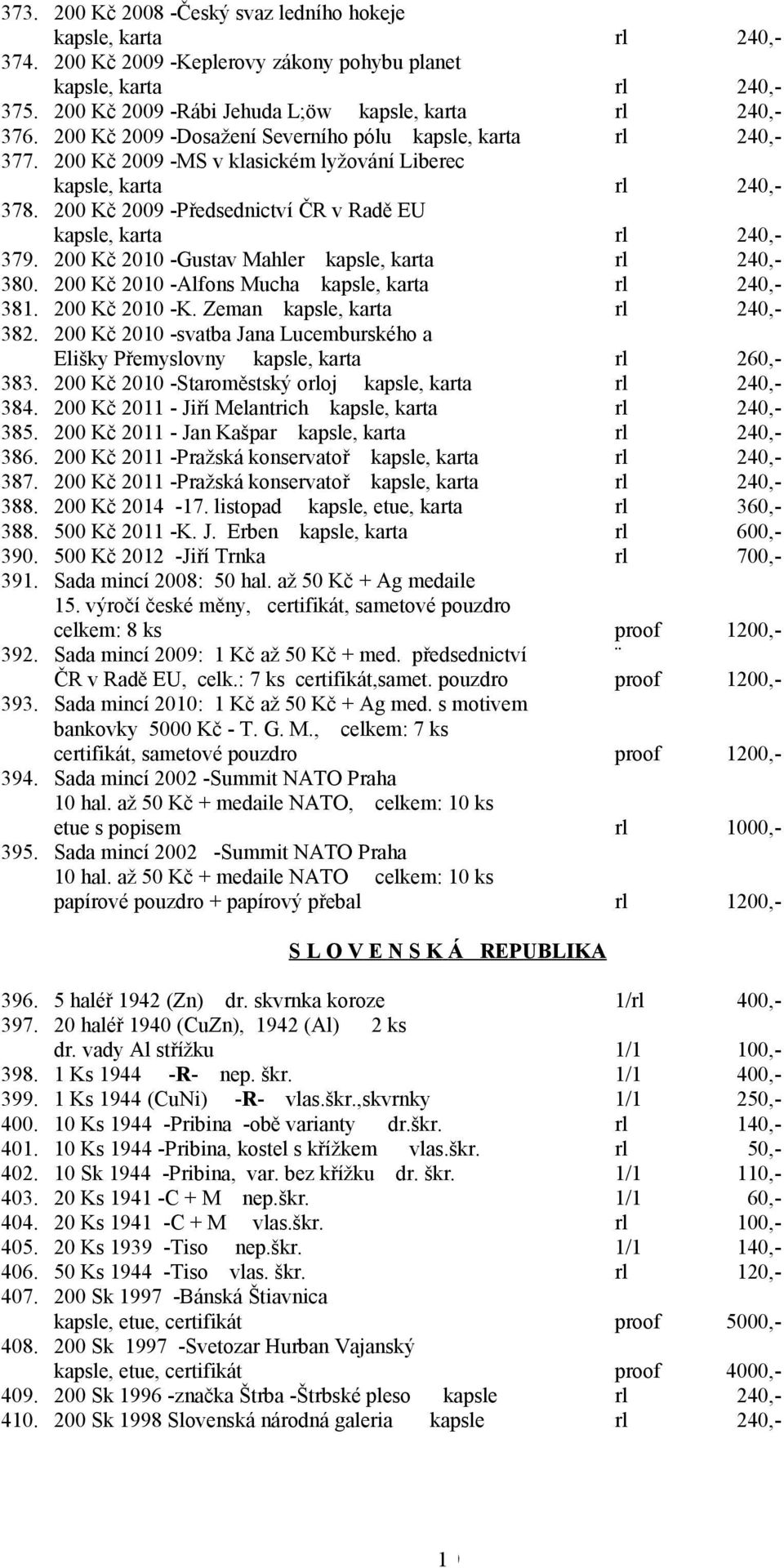2 Kč 2 -svatba Jana Lucemburského a Elišky Přemyslovny, karta 383. 2 Kč 2 -Staroměstský ooj, karta 384. 2 Kč 2 - Jiří Melantrich, karta 385. 2 Kč 2 - Jan Kašpar, karta 386.