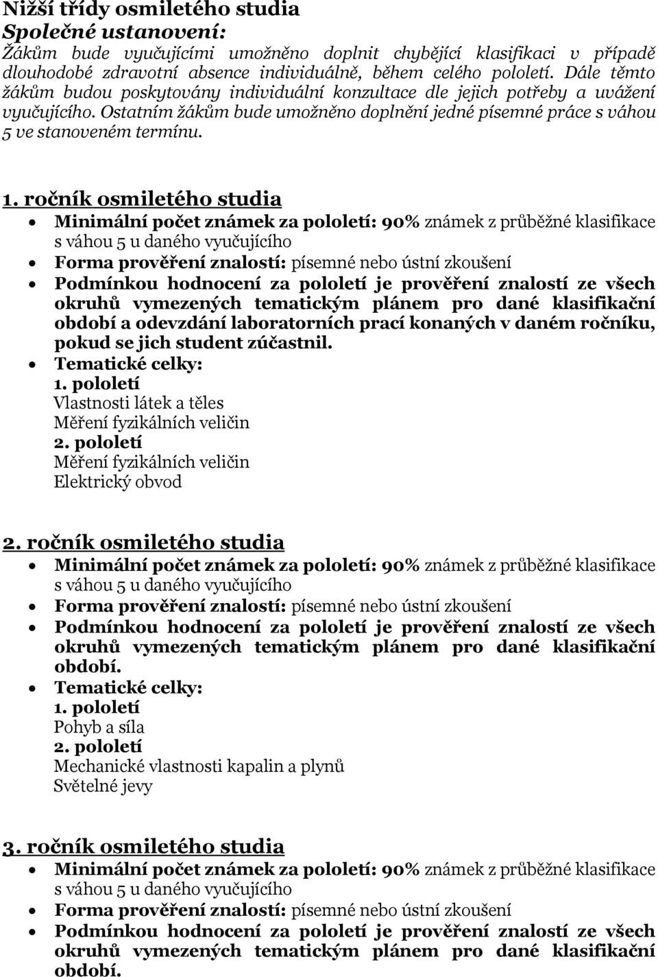 Ostatním žákům bude umožněno doplnění jedné písemné práce s váhou 5 ve stanoveném termínu. 1.