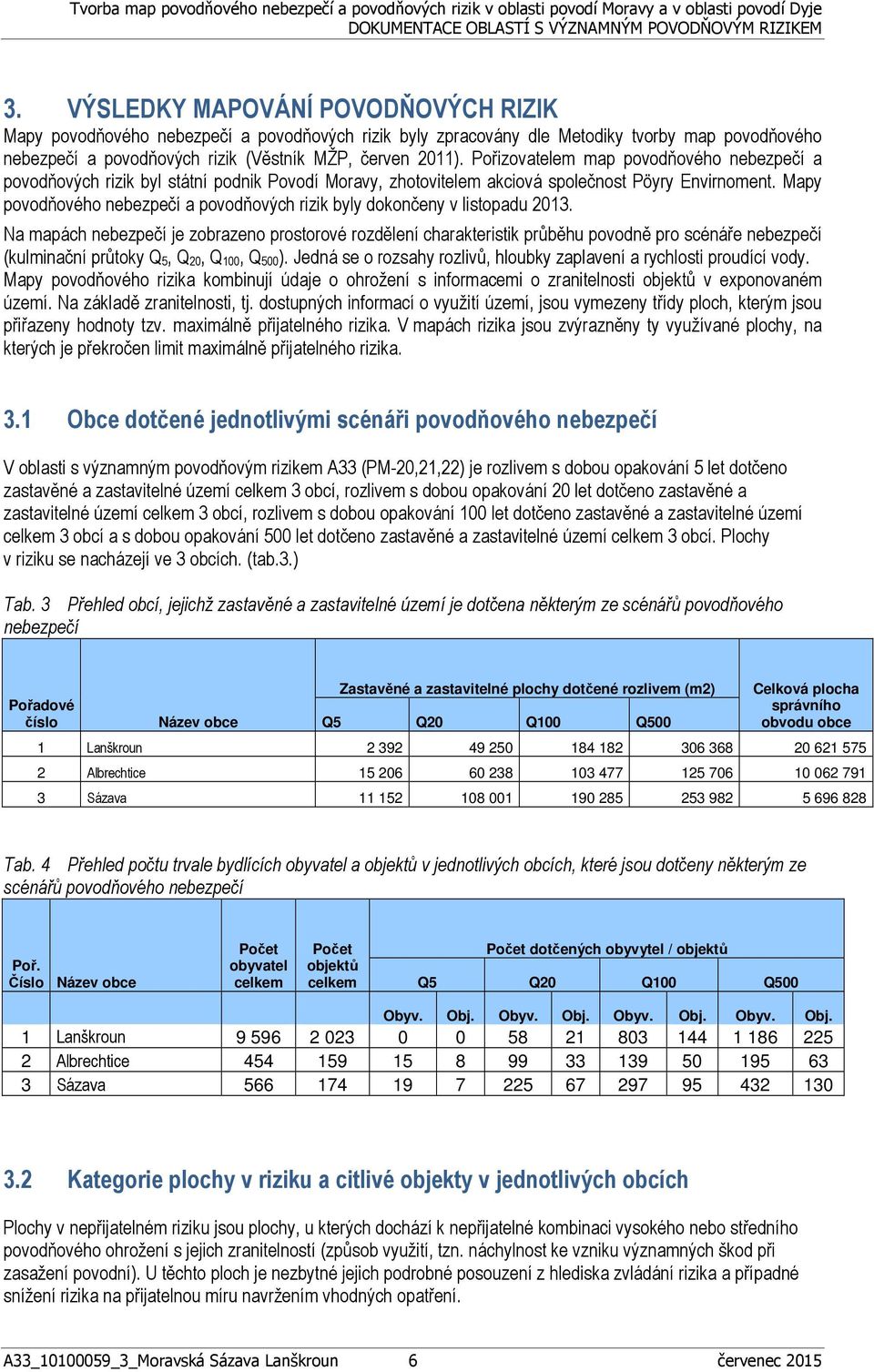 Mapy povodňového nebezpečí a povodňových rizik byly dokončeny v listopadu 2013.