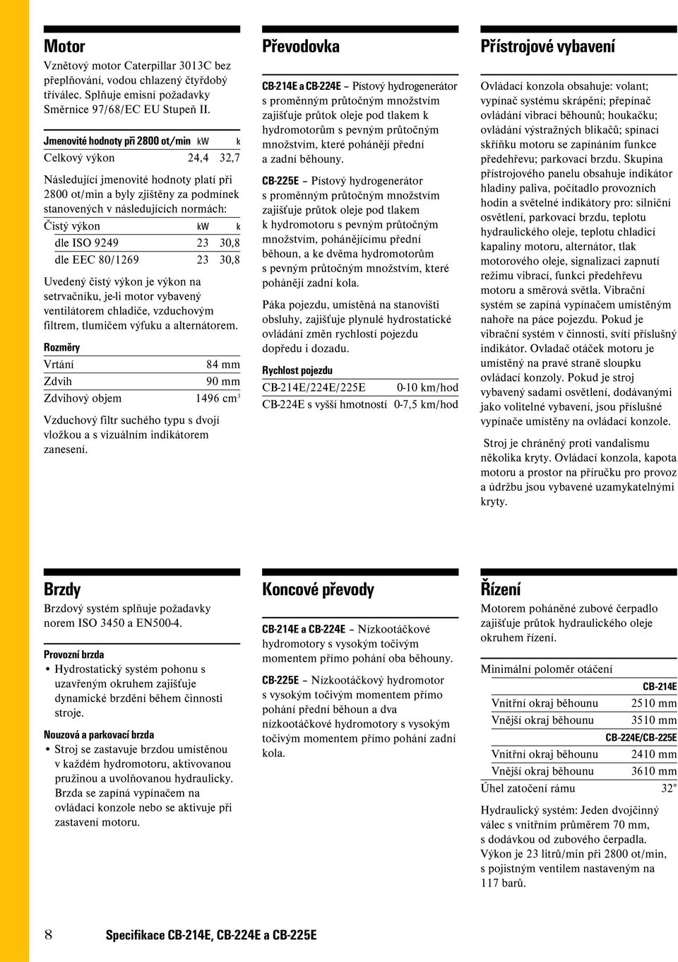 dle ISO 9249 23 30,8 dle EEC 80/1269 23 30,8 Uvedený čistý výkon je výkon na setrvačníku, je-li motor vybavený ventilátorem chladiče, vzduchovým filtrem, tlumičem výfuku a alternátorem.