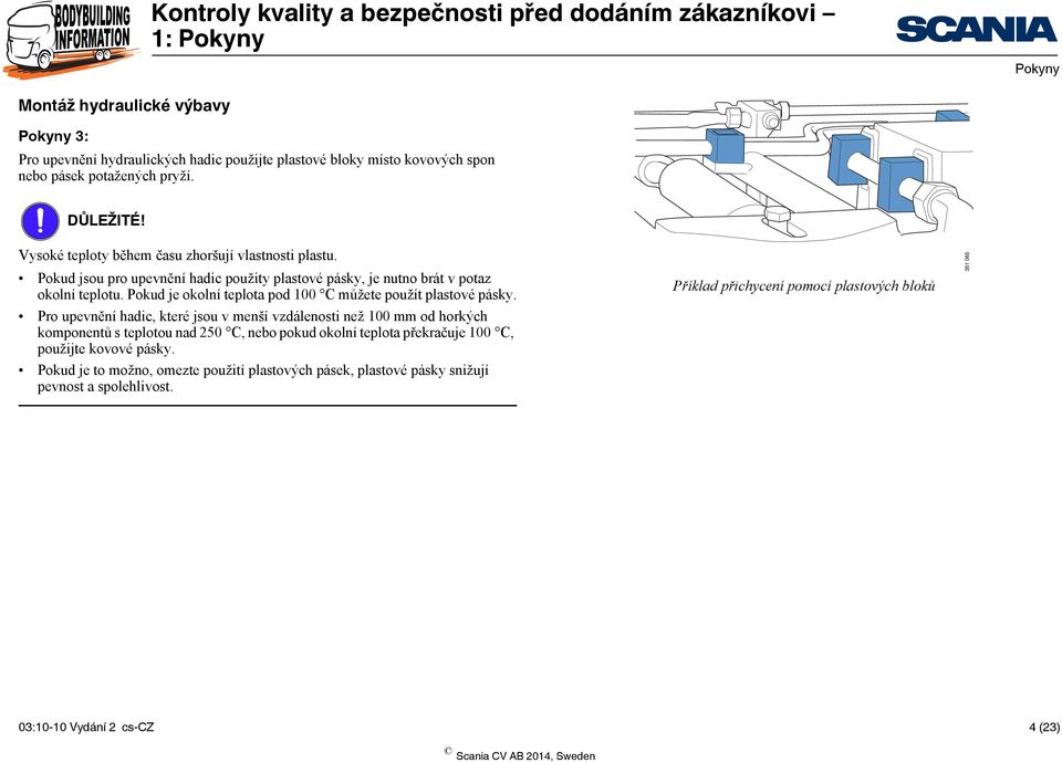 Pokud je okolní teplota pod 100 C můžete použít plastové pásky.