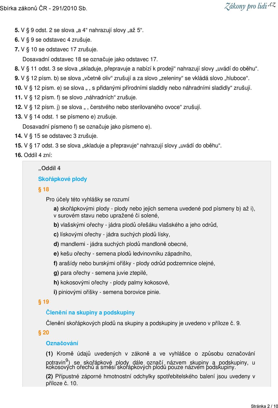 11. V 12 písm. f) se slovo náhradních zrušuje. 12. V 12 písm. j) se slova, čerstvého nebo sterilovaného ovoce zrušují. 13. V 14 odst. 1 se písmeno e) zrušuje.