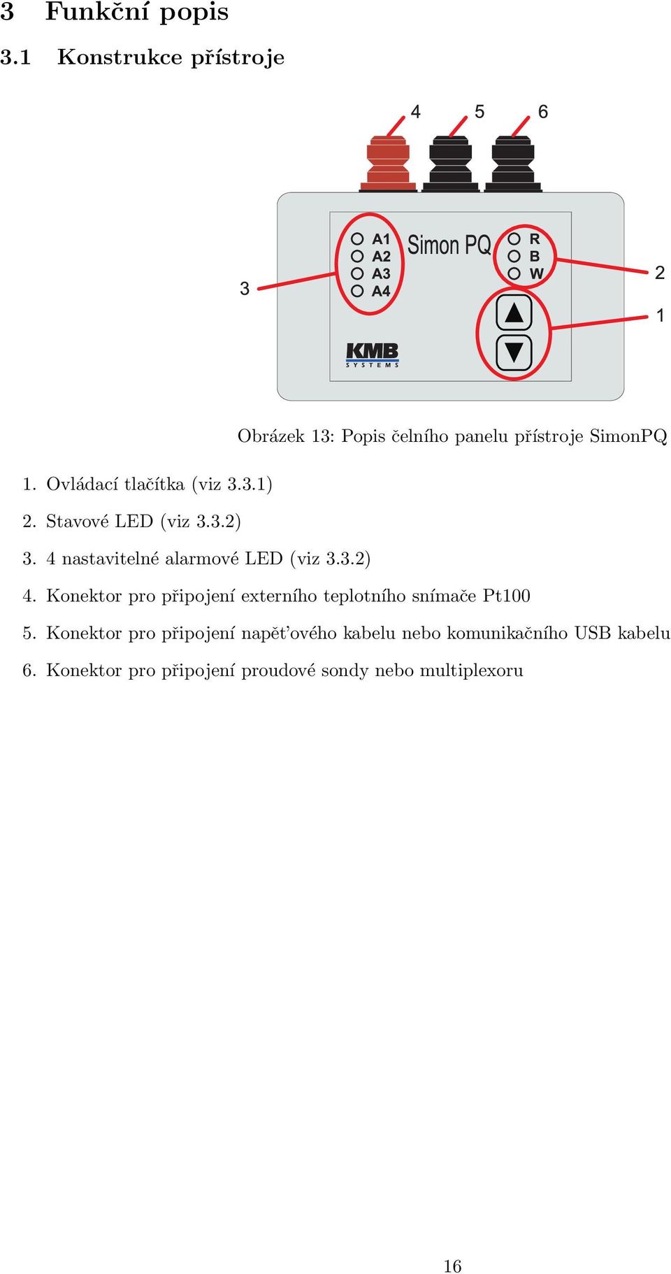 Konektor pro připojení externího teplotního snímače Pt100 5.