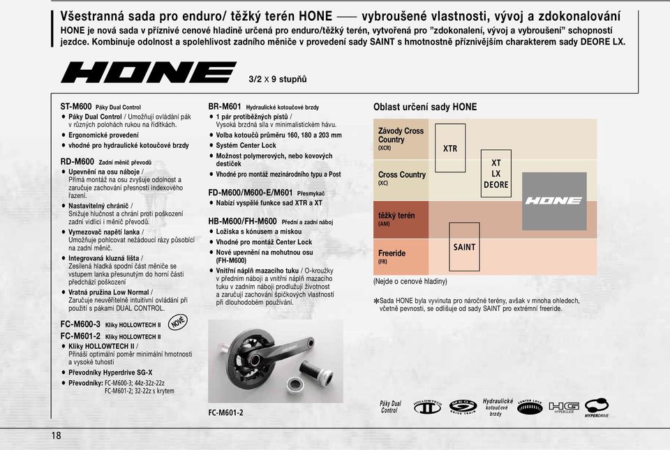 3/2 X 9 stupňů 18 ST-M600 Páky Dual Control O Páky Dual Control / Umožňují ovládání pák v různých polohách rukou na řídítkách.