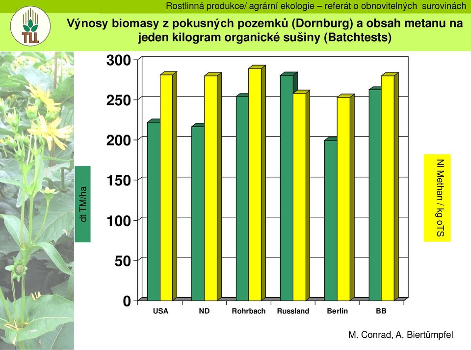 300 250 200 dt TM/ha 150 100 50 Nl Methan / kg ots 0