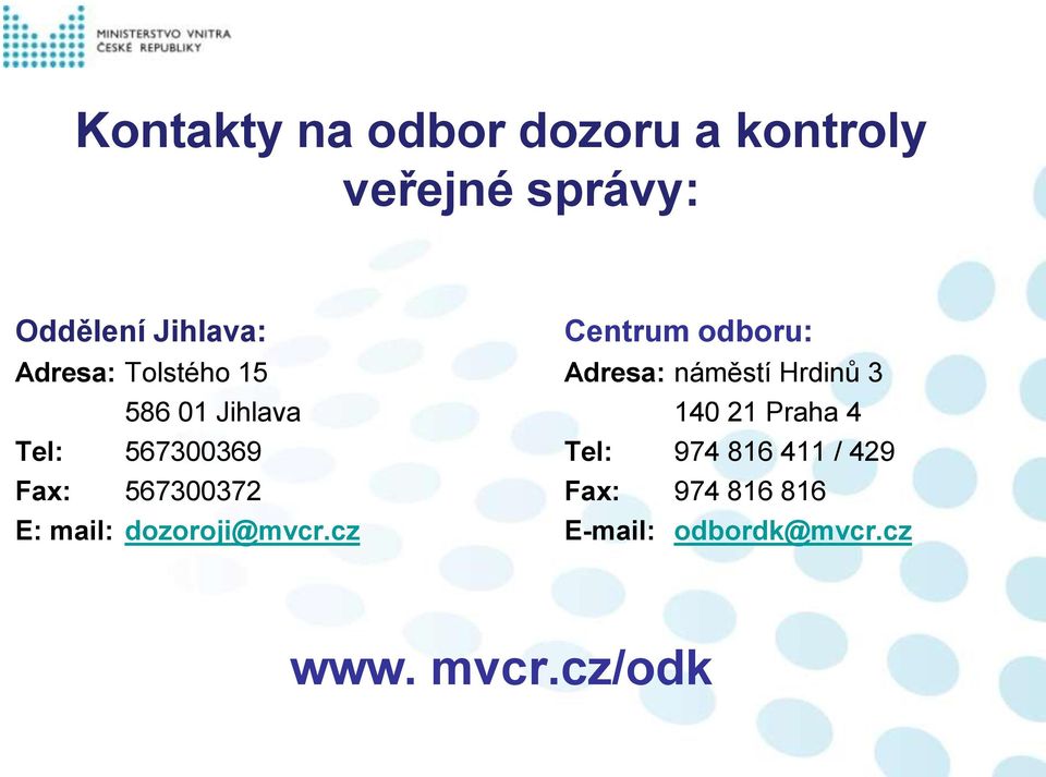 Jihlava 140 21 Praha 4 Tel: 567300369 Tel: 974 816 411 / 429 Fax: