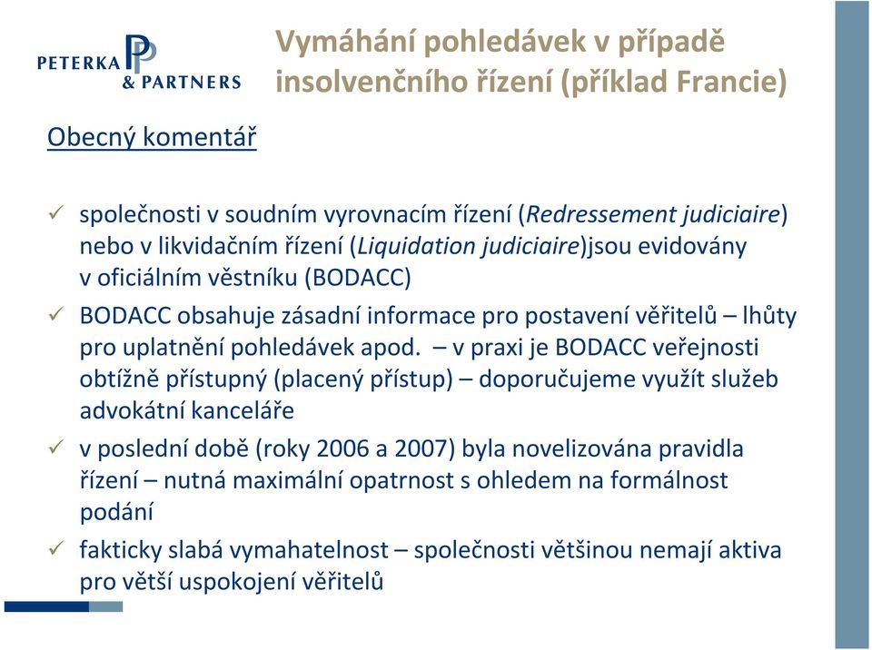 pohledávek apod.
