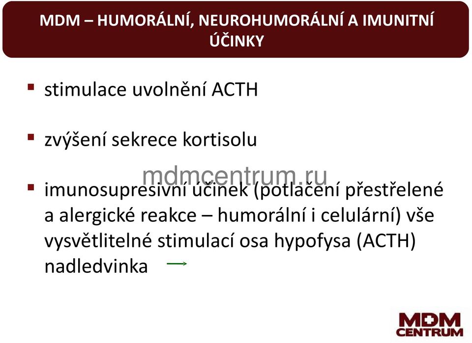 účinek (potlačení přestřelené a alergické reakce humorální i