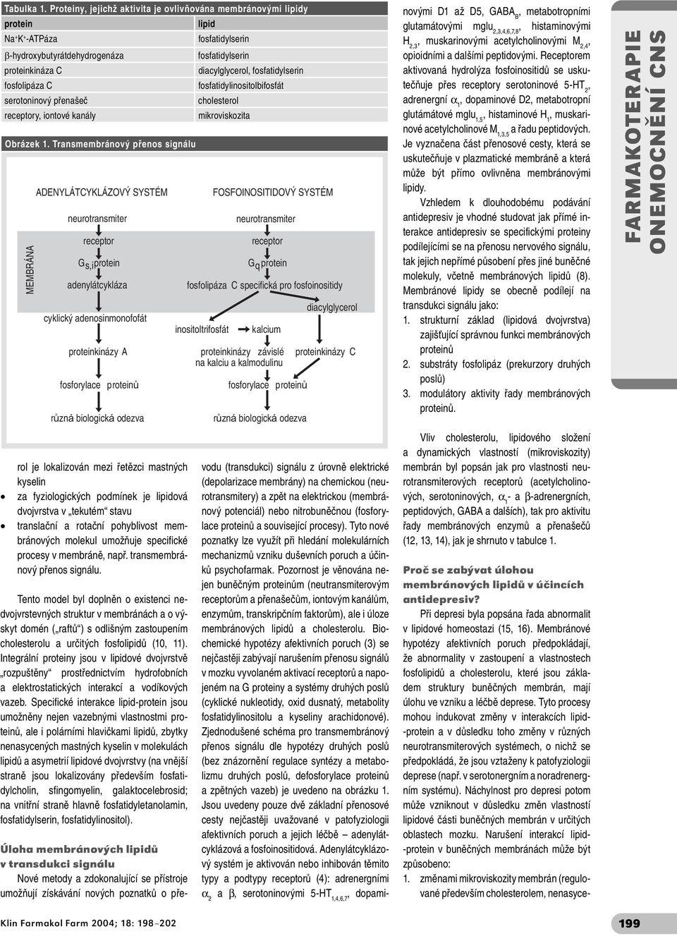 fosfatidylserin fosfolipáza C fosfatidylinositolbifosfát serotoninový přenašeč cholesterol receptory, iontové kanály mikroviskozita Obrázek 1.