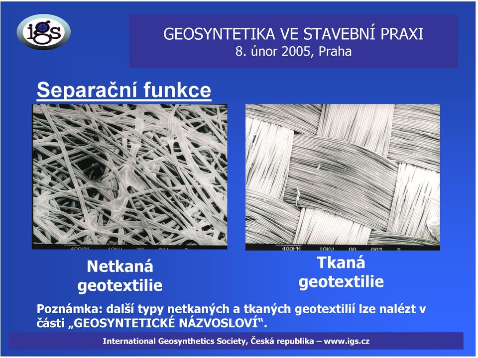 typy netkaných a tkaných geotextilií