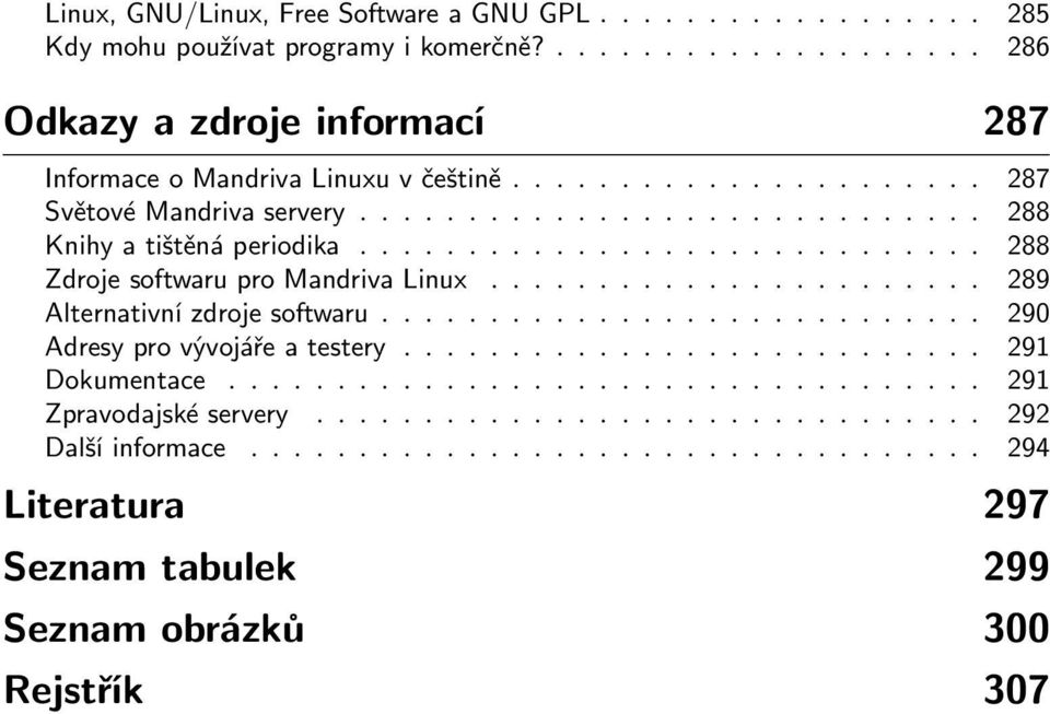 ...................... 289 Alternativní zdroje softwaru............................ 290 Adresy pro vývojáře a testery........................... 291 Dokumentace................................... 291 Zpravodajské servery.