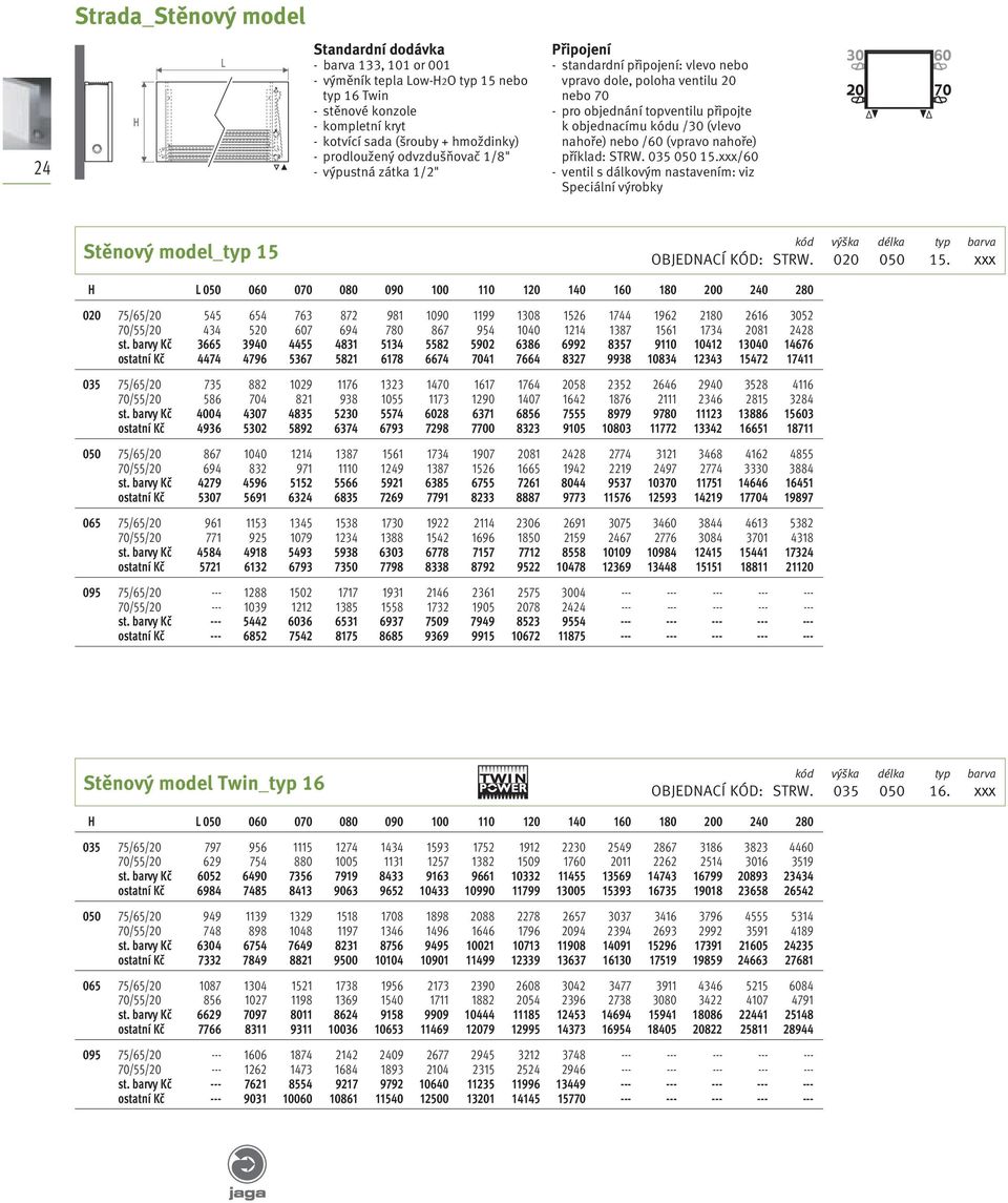 nebo /60 (vpravo nahoře) příklad: STRW. 035 050 15.xxx/60 - ventil s dálkovým nastavením: viz Speciální výrobky Stěnový model _typ 15 kód výška délka typ barva OBJEDNACÍ KÓD : STRW. 020 050 15.