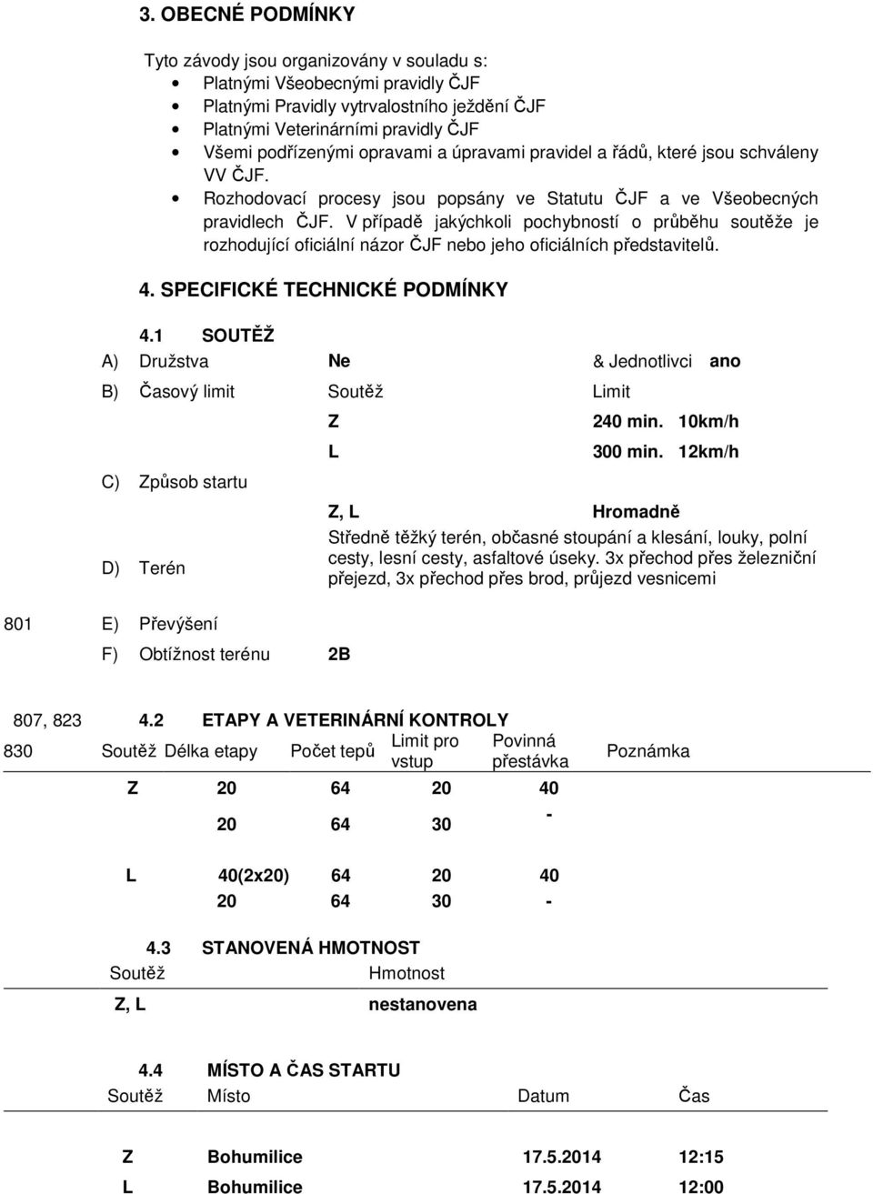 V případě jakýchkoli pochybností o průběhu soutěže je rozhodující oficiální názor ČJF nebo jeho oficiálních představitelů. 4. SPECIFICKÉ TECHNICKÉ PODMÍNKY 4.