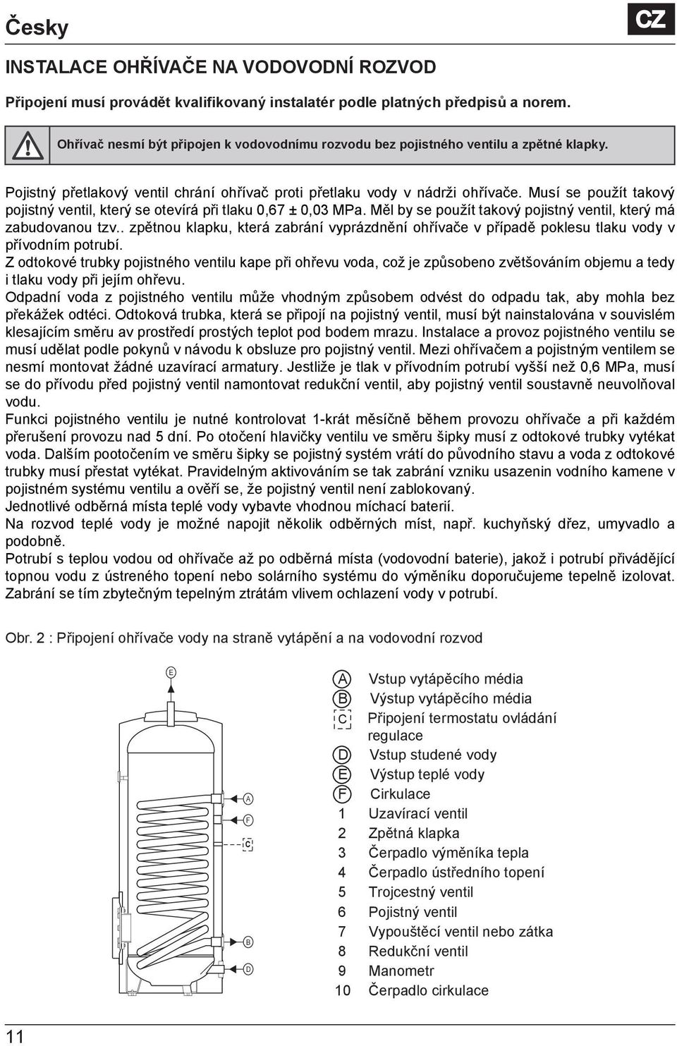Musí se použít takový pojistný ventil, který se otevírá při tlaku 0,67 ± 0,03 MPa. Měl by se použít takový pojistný ventil, který má zabudovanou tzv.