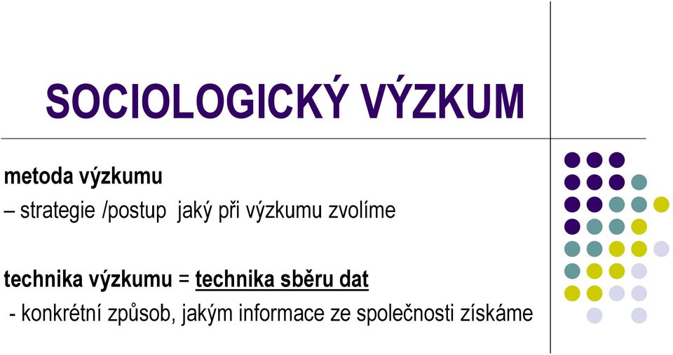 technika výzkumu = technika sběru dat -