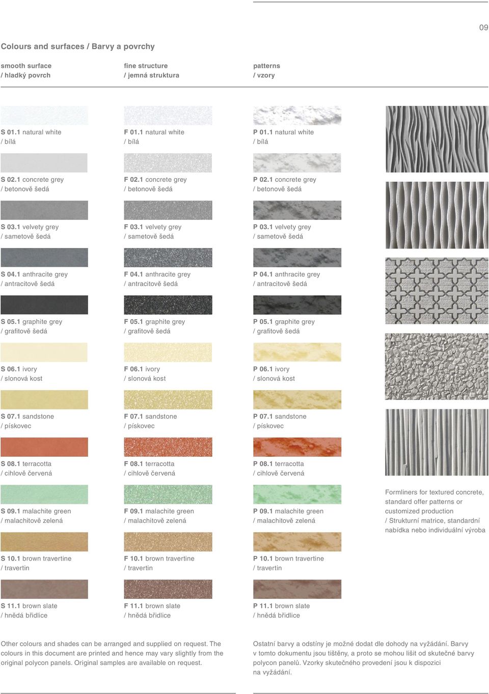 1 velvety grey / sametově šedá P 03.1 velvety grey / sametově šedá S 04.1 anthracite grey / antracitově šedá F 04.1 anthracite grey / antracitově šedá P 04.1 anthracite grey / antracitově šedá S 05.