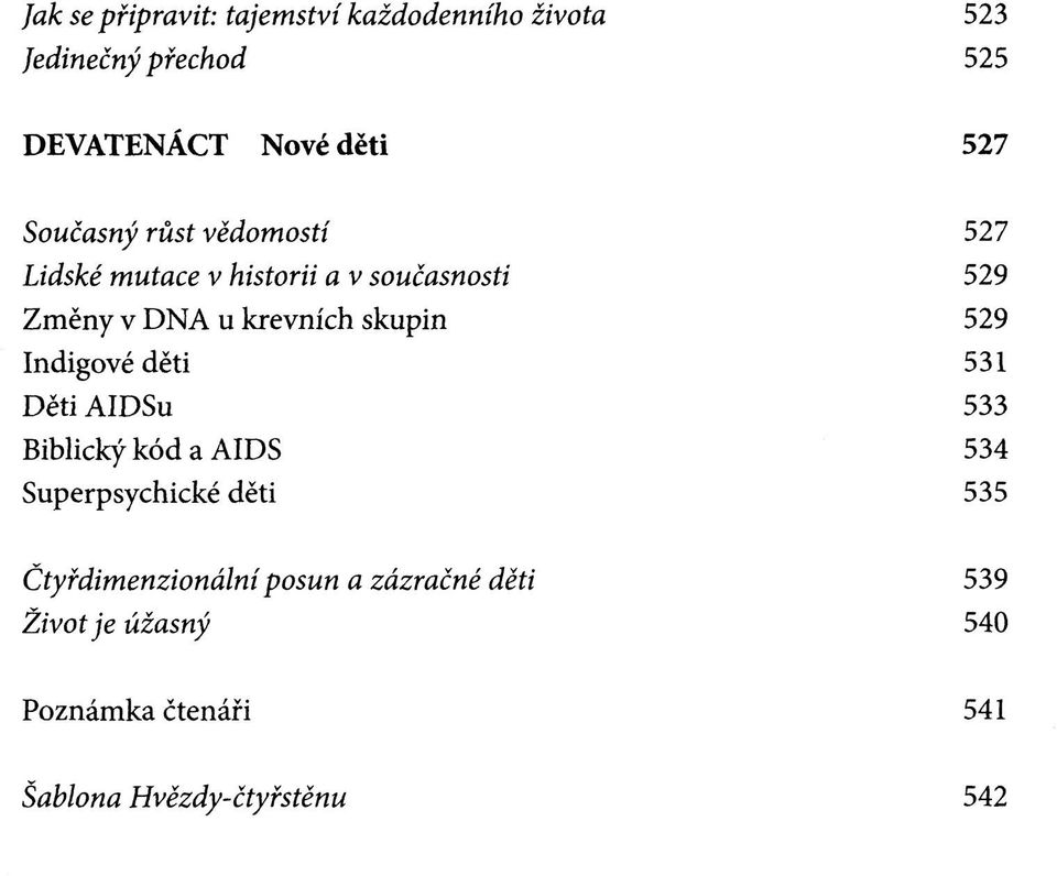 skupin 529 Indigové děti 531 Děti AIDSu 533 Biblicky kód a AIDS 534 Superpsychické děti 535