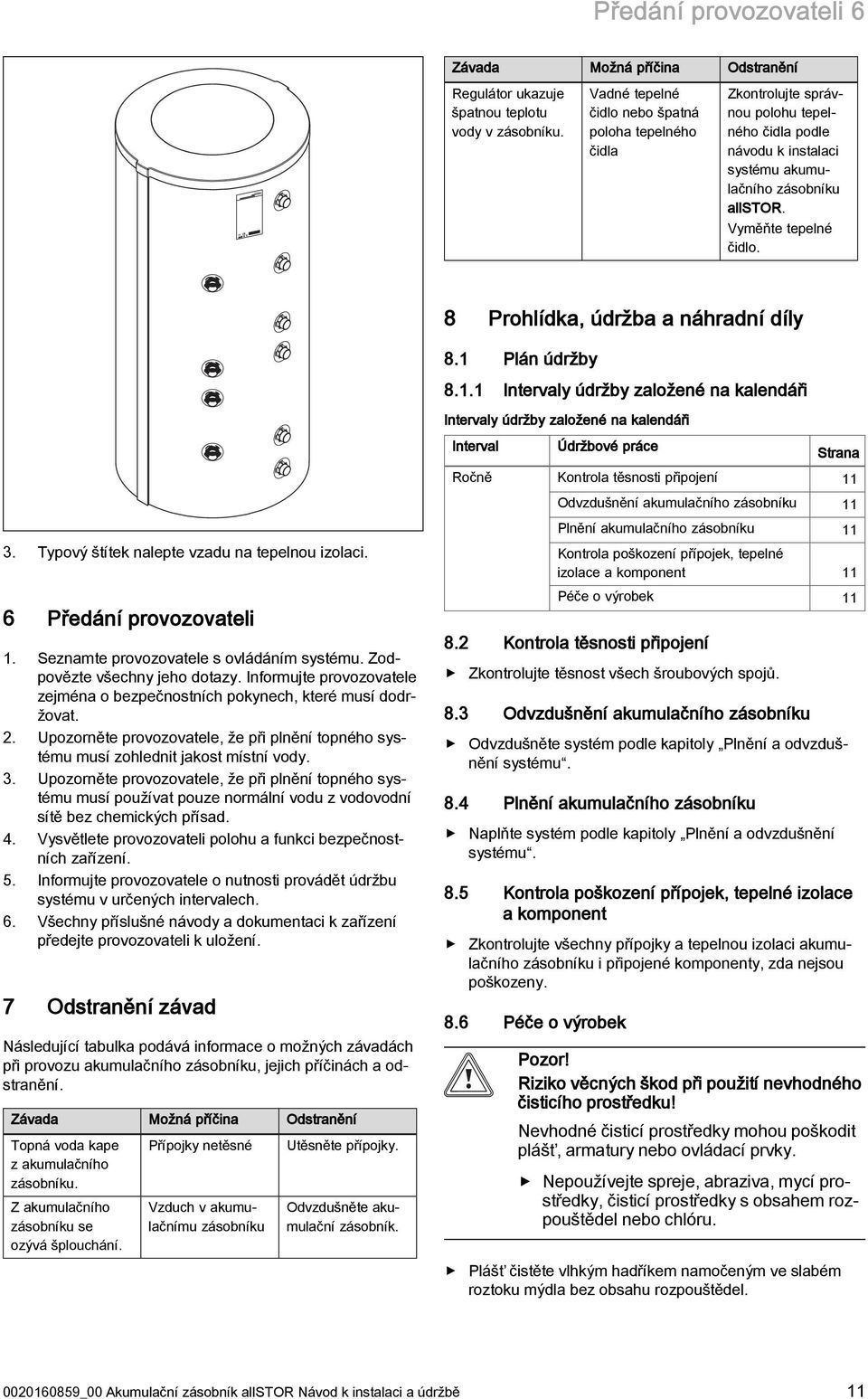 8 Prohlídka, údržba a náhradní díly 8.1 