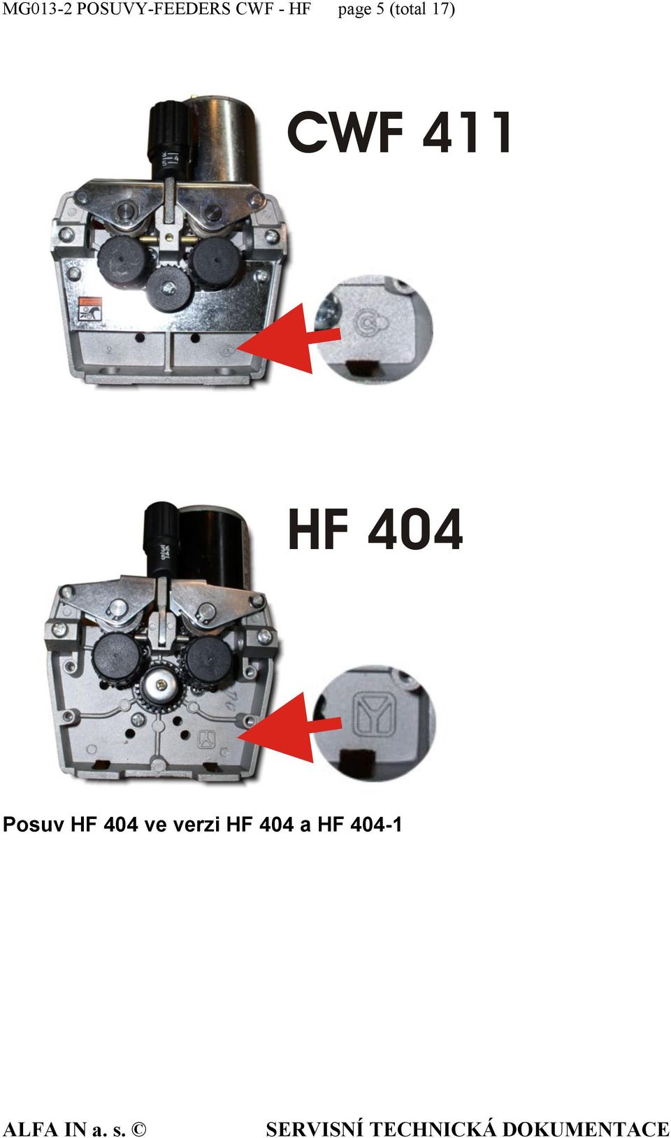 17) Posuv HF 404 ve