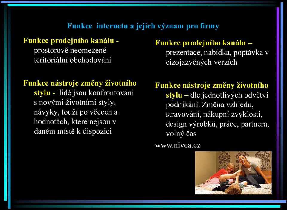 místě k dispozici Funkce prodejního kanálu prezentace, nabídka, poptávka v cizojazyčných verzích Funkce nástroje změny životního