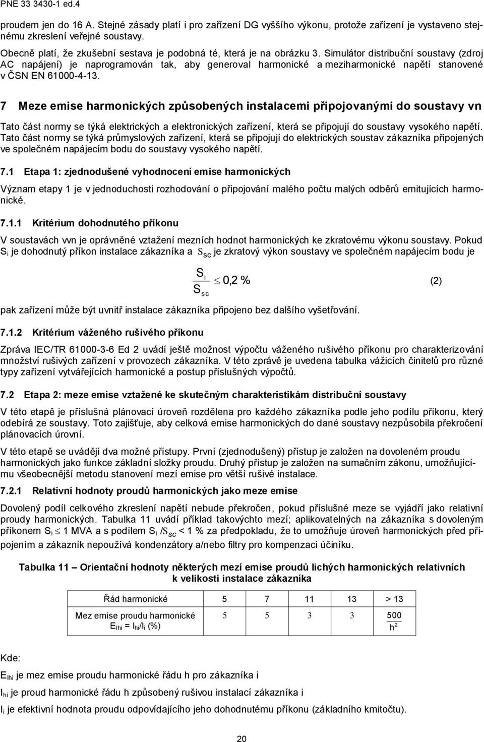 Simulátor distribuční soustavy (zdroj AC napájení) je naprogramován tak, aby generoval harmonické a meziharmonické napětí stanovené v ČSN EN 61000-4-13.