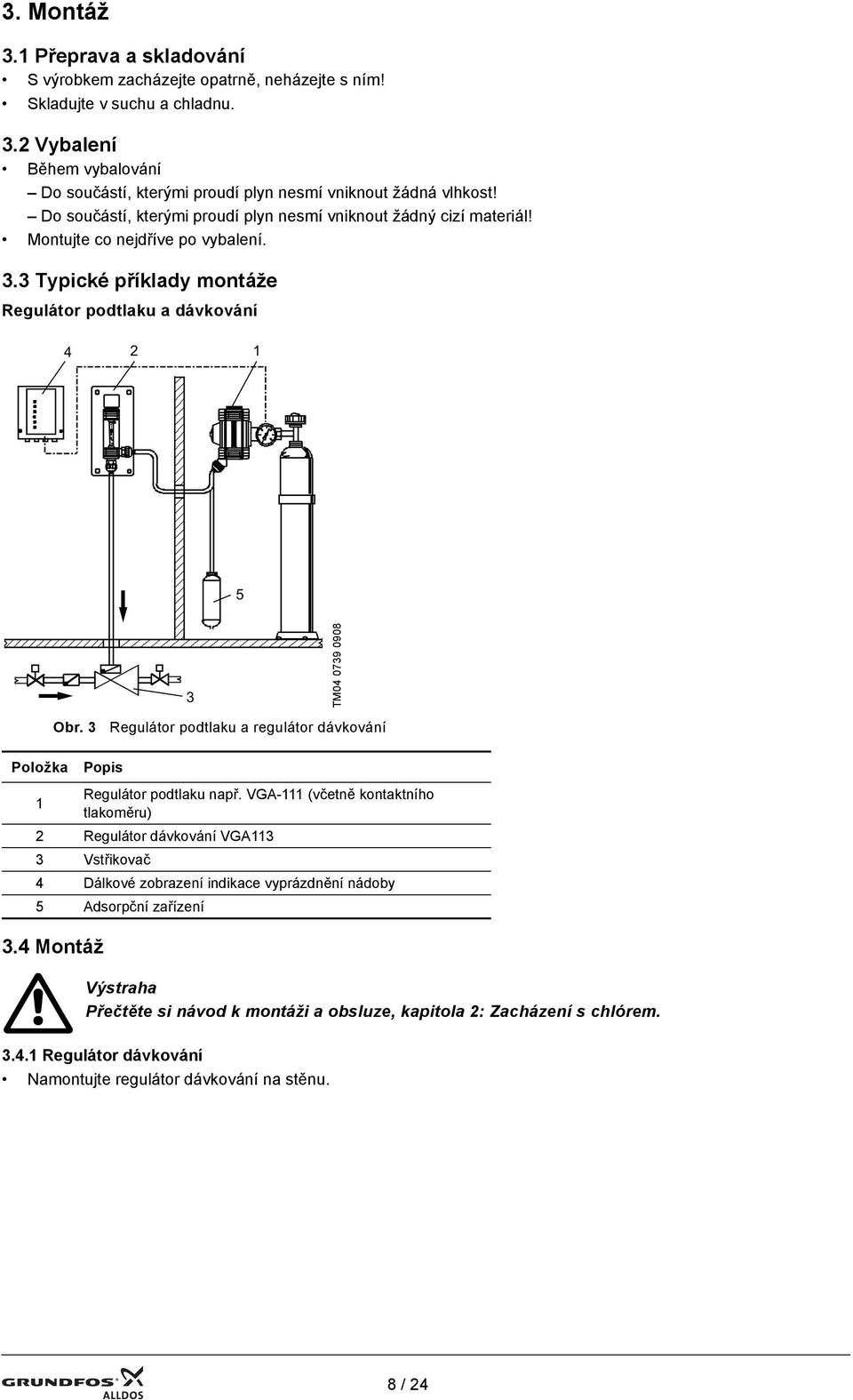 4 Montáž Obr. 3 Regulátor podtlaku a regulátor dávkování Popis Regulátor podtlaku např.
