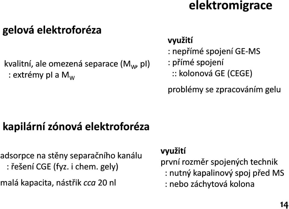 zónová elektroforéza adsorpce na stěny separačního kanálu : řešení CGE (fyz fyz.ichem chem.