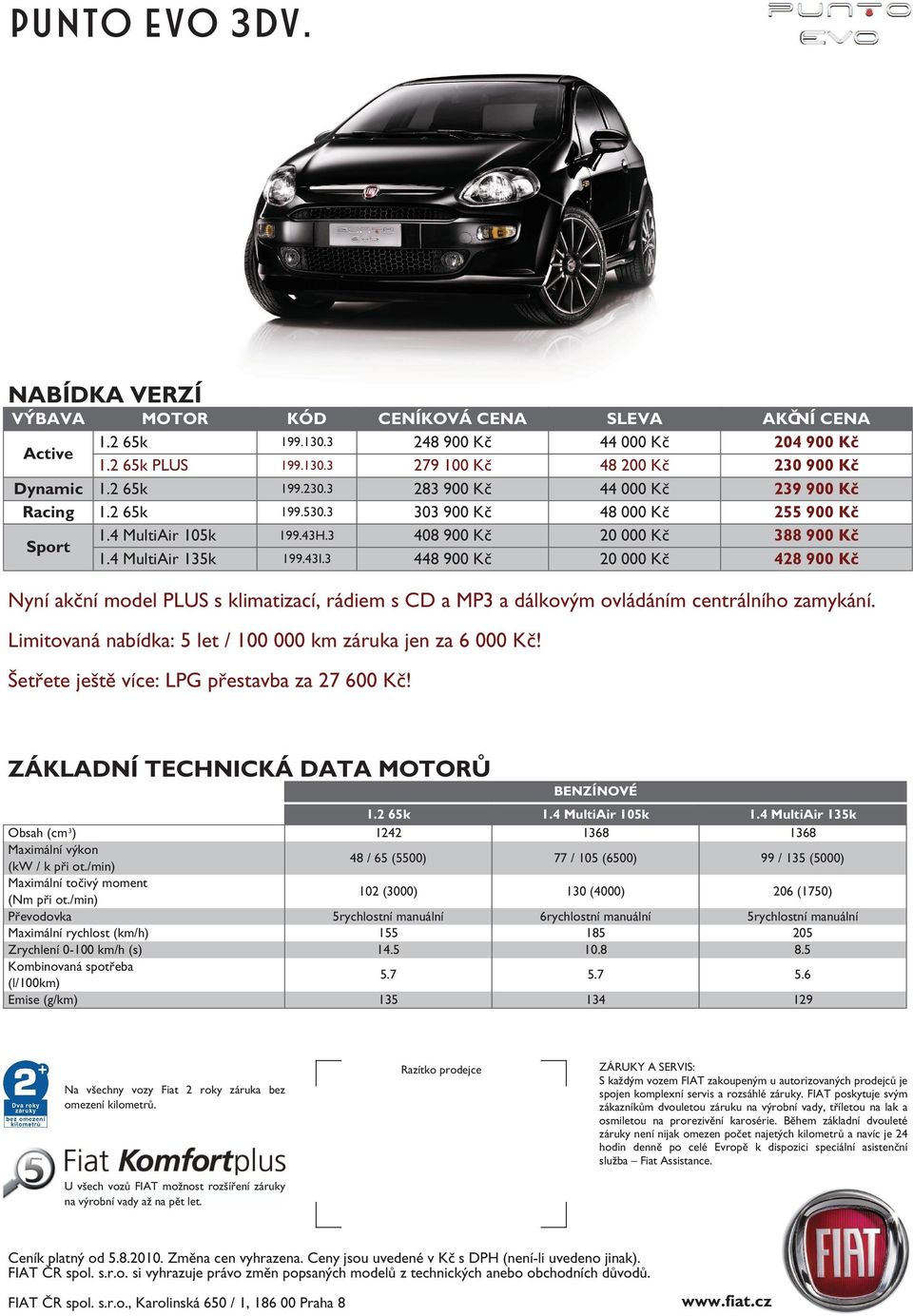 3 448 900 Kč 20 000 Kč 428 900 Kč Nyní akční model PLUS s klimatizací, rádiem s CD a MP3 a dálkovým ovládáním centrálního zamykání. Limitovaná nabídka: 5 let / 100 000 km záruka jen za 6 000 Kč!