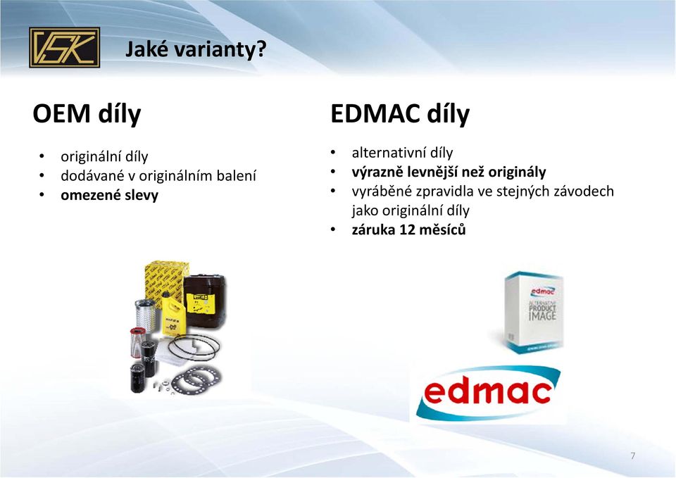 omezené slevy EDMAC díly alternativní díly výrazně