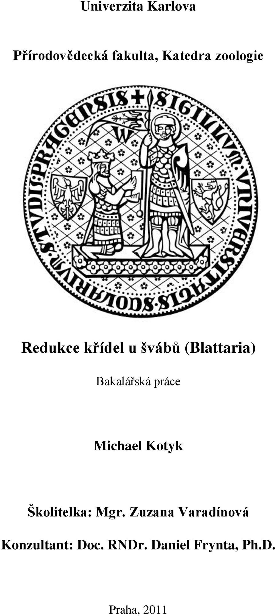 Bakalářská práce Michael Kotyk Školitelka: Mgr.