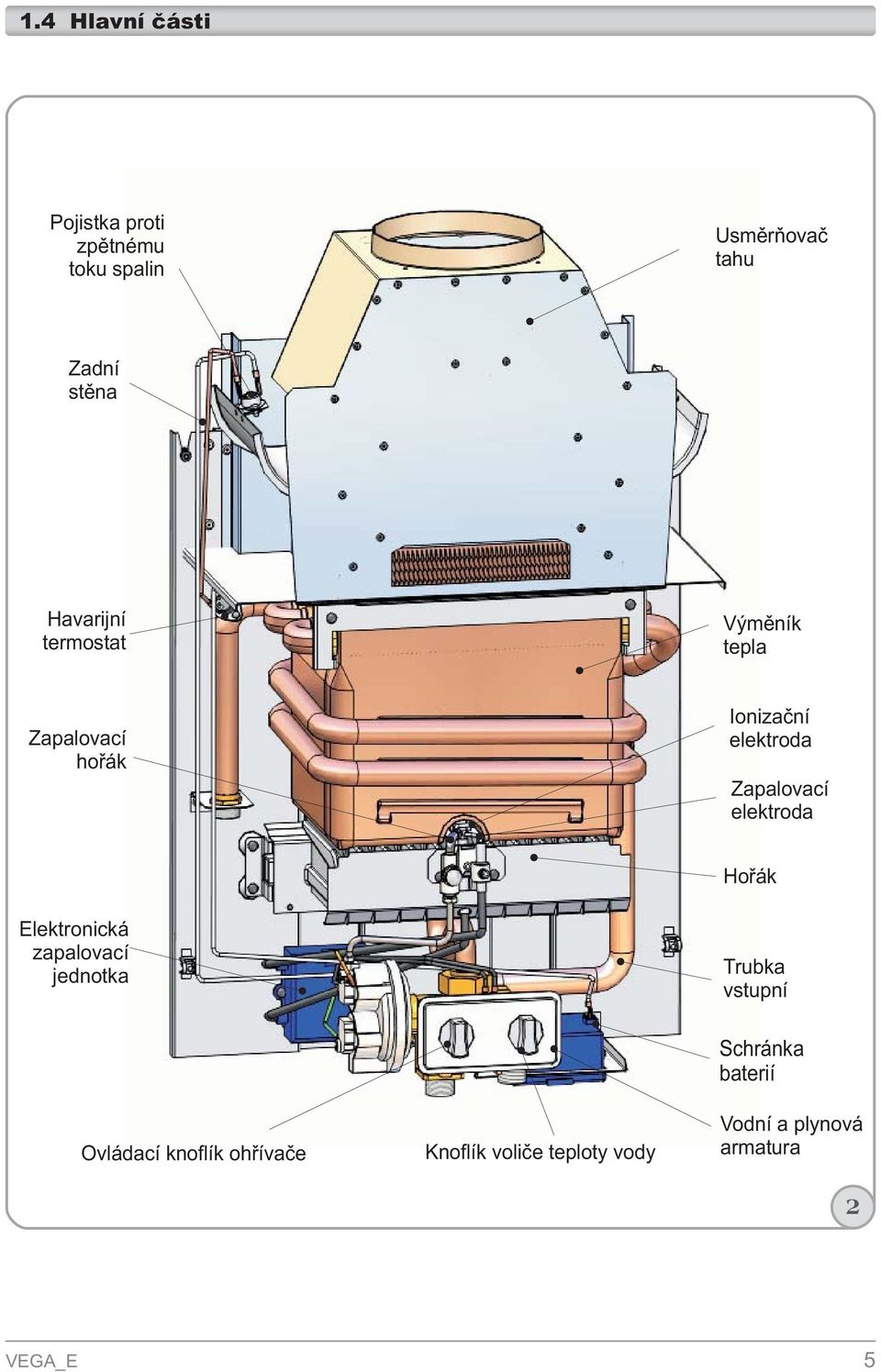 VEGA E. Plynový průtokový ohřívač vody. s bateriovým zapalováním. Návod na  instalaci, údržbu a obsluhu IFU VEGAE/ - PDF Stažení zdarma