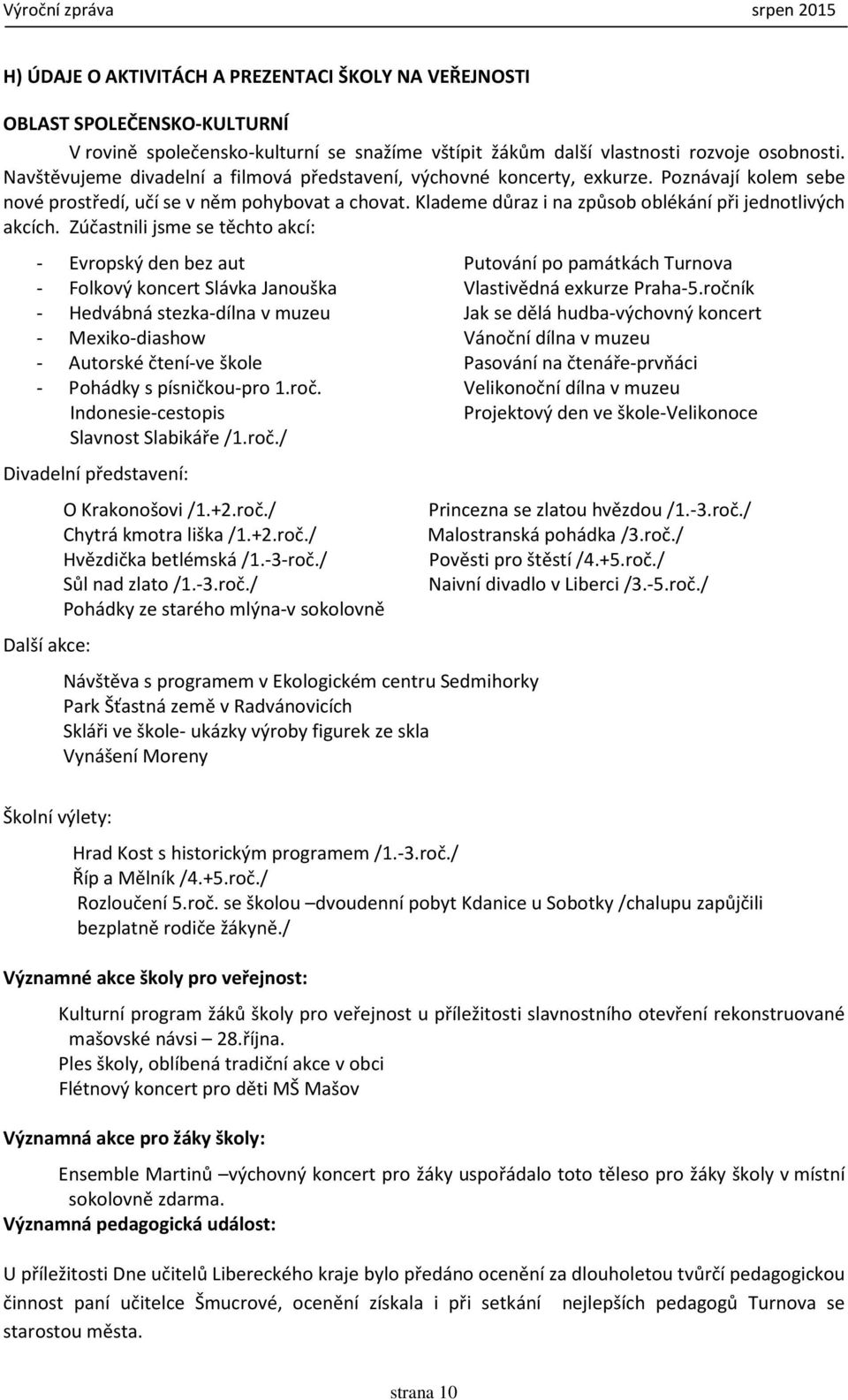 Klademe důraz i na způsob oblékání při jednotlivých akcích.