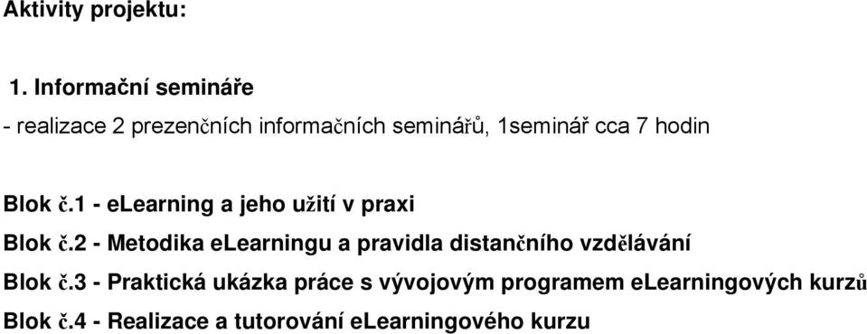 hodin Blok č.1 - elearning a jeho užití v praxi Blok č.