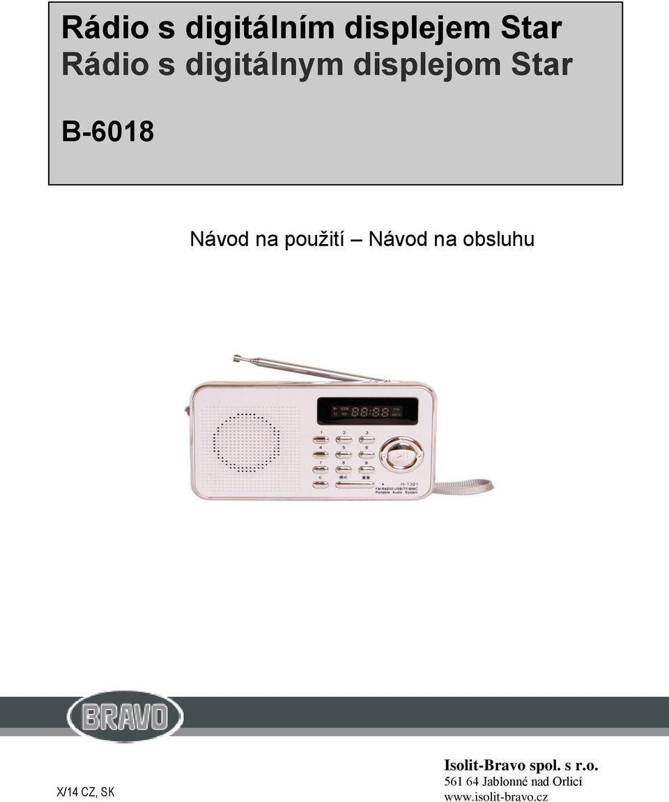 Návod na obsluhu X/14 CZ, SK - 1 - Isolit-Bravo