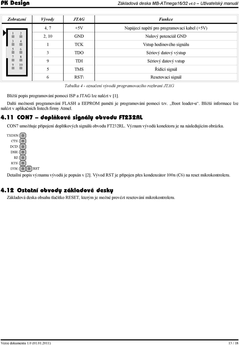 Další možností programování FLASH a EEPROM paměti je programování pomocí tzv. Boot loader-u. Bližší informace lze nalézt v aplikačních listech firmy Atmel. 4.