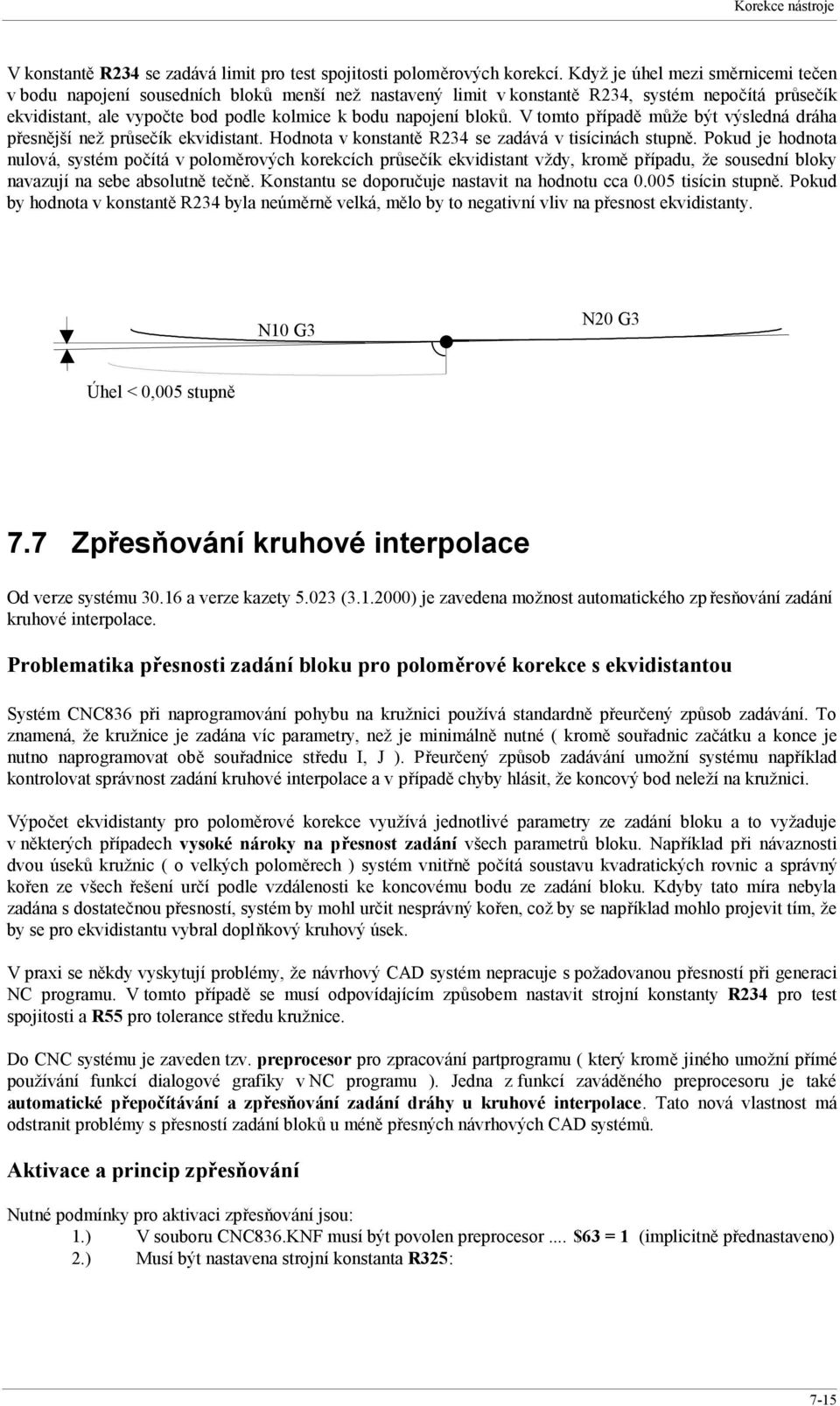 bloků. V tomto případě může být výsledná dráha přesnější než průsečík ekvidistant. Hodnota v konstantě 234 se zadává v tisícinách stupně.