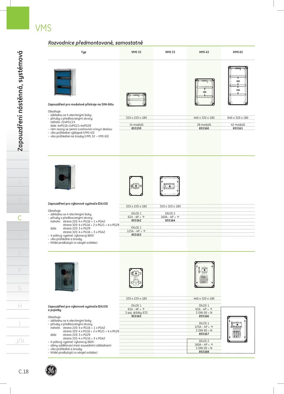 VMS 33 VMS 43 440 x x 80 28 modulů 85360 VMS 63 640 x x 80 42 modulů 8536 Zapouzdření pro výkonové vypínače (LOS) Obsahuje: - základnu se 4 otevřenými boky - příruby s předlisovanými otvory: nahoře: