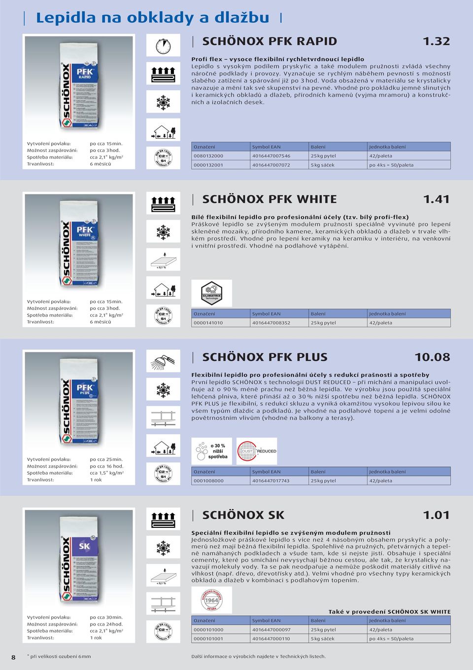 Vyznačuje se rychlým náběhem pevností s možností slabého zatížení a spárování již po 3 hod. Voda obsažená v materiálu se krystalicky navazuje a mění tak své skupenství na pevné.