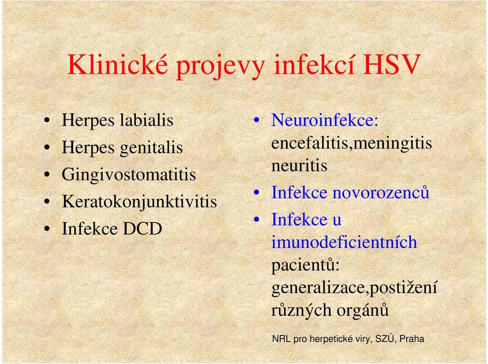 Neuroinfekce: encefalitis,meningitis neuritis Infekce